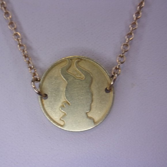 Disney Maleficent Gold Coin Necklace 18" L - Picture 3 of 9